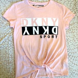 DKNY Girls Pink Top, size 12, Knot Style,  Sport, short sleeve blouse, comfy